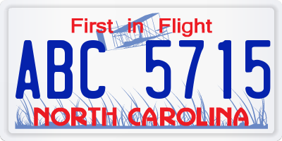 NC license plate ABC5715