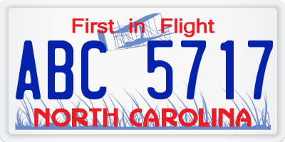 NC license plate ABC5717