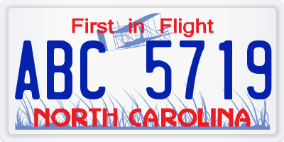 NC license plate ABC5719
