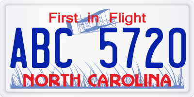 NC license plate ABC5720