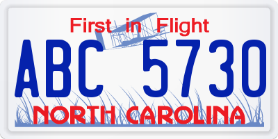 NC license plate ABC5730