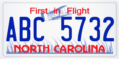 NC license plate ABC5732