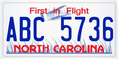 NC license plate ABC5736