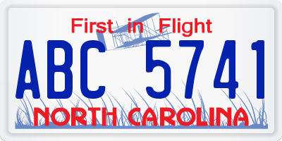 NC license plate ABC5741