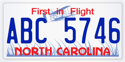 NC license plate ABC5746