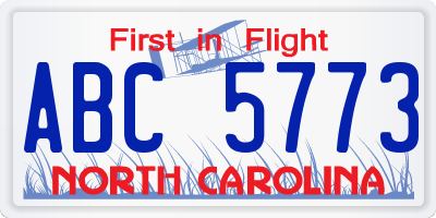 NC license plate ABC5773