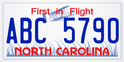 NC license plate ABC5790