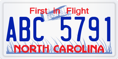 NC license plate ABC5791