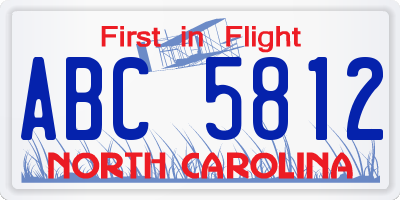 NC license plate ABC5812