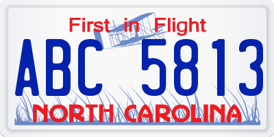 NC license plate ABC5813