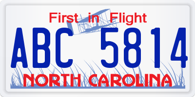 NC license plate ABC5814
