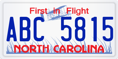 NC license plate ABC5815