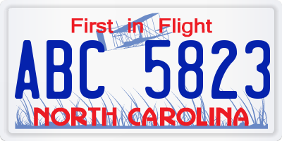 NC license plate ABC5823