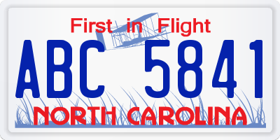 NC license plate ABC5841