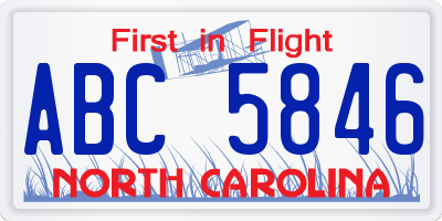 NC license plate ABC5846