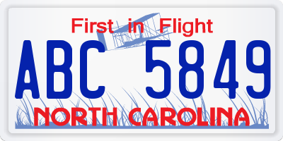 NC license plate ABC5849