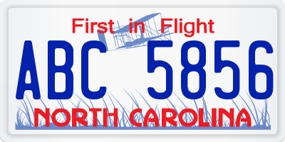 NC license plate ABC5856