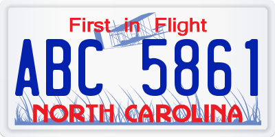NC license plate ABC5861