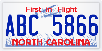 NC license plate ABC5866
