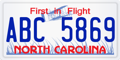 NC license plate ABC5869