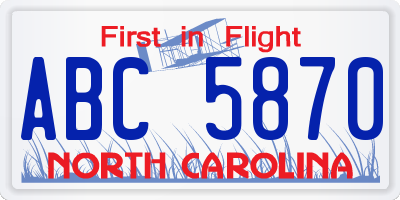 NC license plate ABC5870
