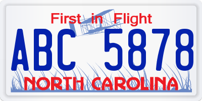 NC license plate ABC5878