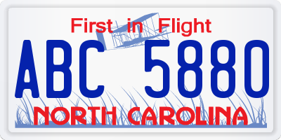 NC license plate ABC5880