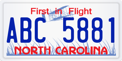 NC license plate ABC5881
