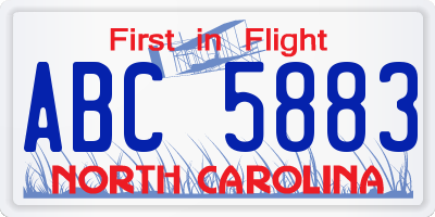 NC license plate ABC5883