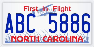 NC license plate ABC5886