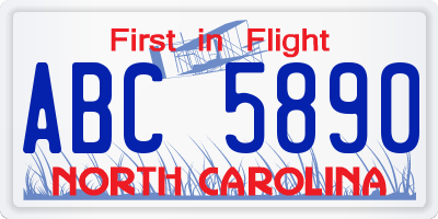 NC license plate ABC5890