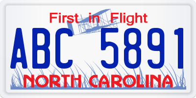 NC license plate ABC5891