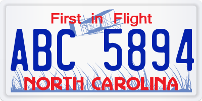 NC license plate ABC5894
