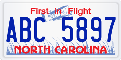 NC license plate ABC5897