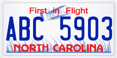 NC license plate ABC5903