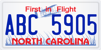 NC license plate ABC5905