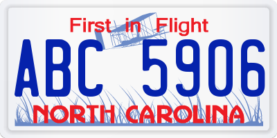 NC license plate ABC5906