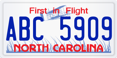 NC license plate ABC5909