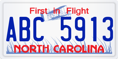 NC license plate ABC5913