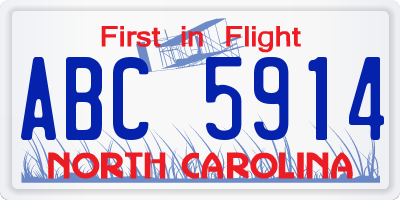 NC license plate ABC5914