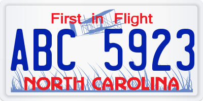 NC license plate ABC5923