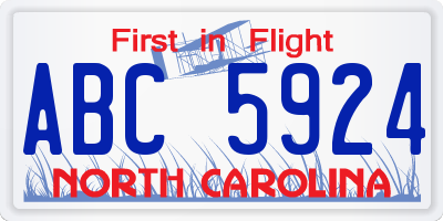 NC license plate ABC5924