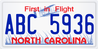 NC license plate ABC5936