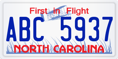 NC license plate ABC5937