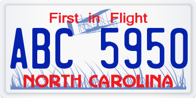 NC license plate ABC5950