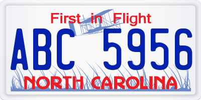 NC license plate ABC5956