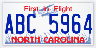 NC license plate ABC5964