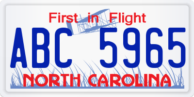 NC license plate ABC5965
