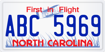 NC license plate ABC5969