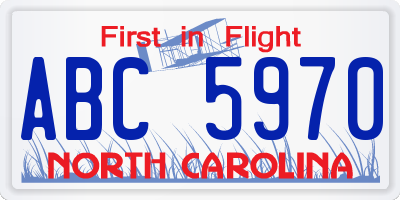 NC license plate ABC5970